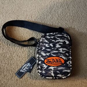 Von Dutch Black and White Camouflage Belt Bag